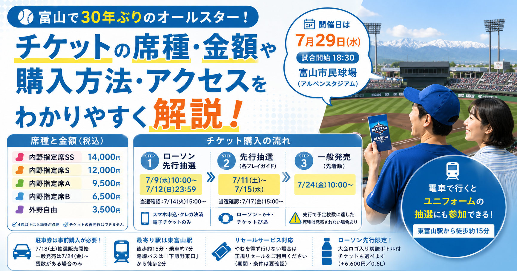 富山市民球場】マイナビオールスター2026のチケット購入方法｜先行受付